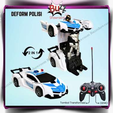 RC Mobil Transform Robot Mainan Anak Transformer Autobots Light Sound Polisi
