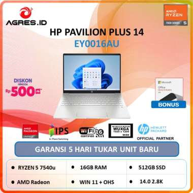 HP PAVILION PLUS 14 - RYZEN 5 7540 16GB 512GB 14.0 WUXGA WIN11 OHS WINDOWS 11 PRO BUNDLE STANDARD