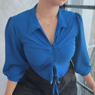 TASSY BLOUSE SERUT DEPAN CRINGKLE AIRFLOW | BLOUSE LENGAN PANJANG BALON KEKINIAN | FASYA BLOUSE SERU