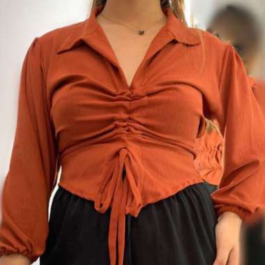 TASSY BLOUSE SERUT DEPAN CRINGKLE AIRFLOW | BLOUSE LENGAN PANJANG BALON KEKINIAN | FASYA BLOUSE SERU