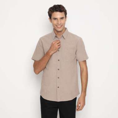 RBJ Kemeja Polos Cotton Slim Fit Pria Coklat M