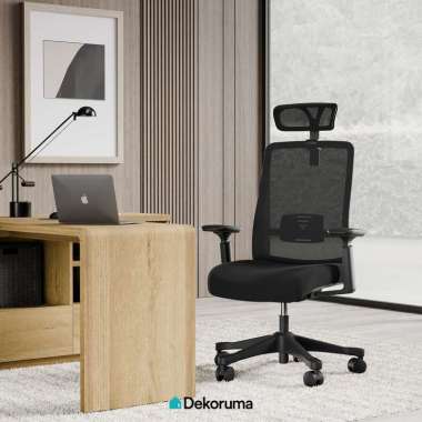Dekoruma SAGA Kursi Kantor Manager Ergonomis / Kursi Kerja Bahan Mesh / Kursi Gaming - Hitam