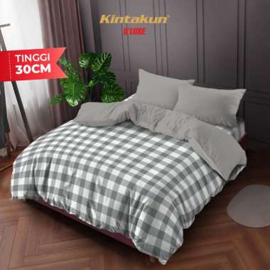Kintakun Bedcover Set Fitted 180 x 200 Tinggi 30cm Minimalis Bunga Aesthetic DLUXE - Varian Motif Nu