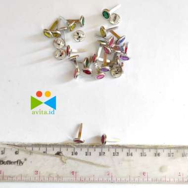 1 Biji Paku Belah Besi Paper Fastener 1 pcs Paku Belah Besi Pengikat Kertas Bentuk Diamond Silver 8x