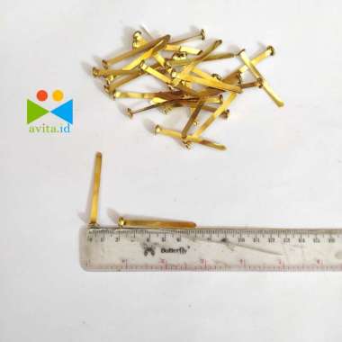 1 Biji Paku Belah Besi Paper Fastener 1 pcs Paku Belah Besi Pengikat Kertas Bentuk Bulat Emas 8x51mm