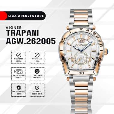 Aigner Trapani AGW.262005 Rosegold Silver - Jam Tangan Pria Original