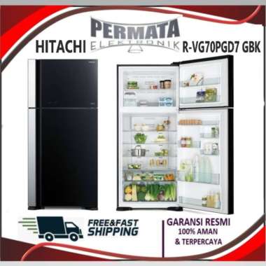Kulkas RVG70PGD7 GBK Refrigertor Hitachi Glass Door R-VG70PGD7 GBK