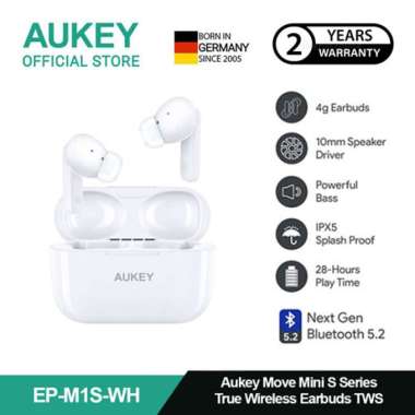 AUKEY TWS Bluetooth True Wireless Earphone IPX5 4G Earbuds EP-M1S Putih