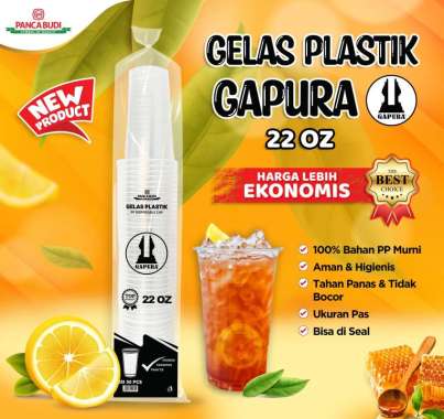 Gelas Plastik Bening Gapura / Gelas Minuman 22 oz