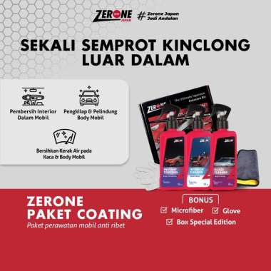 Zerone Japan Paket Coating Pembersih Interior Pengkilap Body Mobil Penghilang Jamur Kaca Mobil
