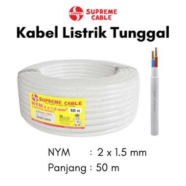 Supreme Kabel Listrik tunggal Kabel Ac / Rigid / building (NYM) 2x1.5 mm2 (re) 300/500 V @50 Gratis 