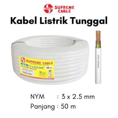 Supreme Kabel Listrik tunggal Kabel Ac / Rigid / building (NYM) 3x2.5 mm2 (re) 300/500 V @50 Gratis 
