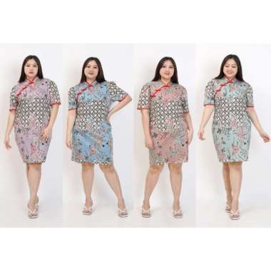 DRESS WANITA JUMBO BIG SIZE 32A ORIENTAL CHEONGSAM CHINESE XXL XXXL LD 120cm PESTA KONDANGAN IMLEK B
