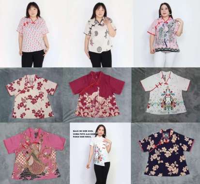 BAJU IMLEK MERAH BLOUSE ATASAN BATIK BIGSIZE WANITA JUMBO OVERSIZE 331 CHEONGSAM SINCIA CNY XXL XXL