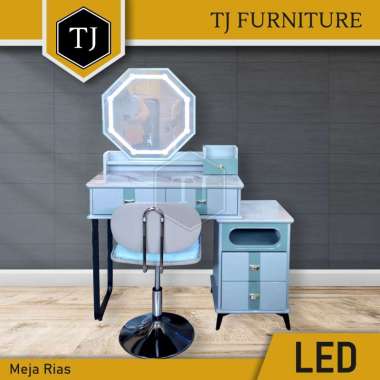 Meja Rias / Dressing Table / Rak Make Up Putih Kaca LED Touch Regular