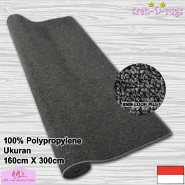 Karpet polos jumbo lantai bulu ruang tamu tidur permadani tebal 160 cm x 300 cm - NMs Charcoal