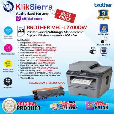 Brother MFC-L2700DW/ MFC-L2700D Mono Laser Multifunction Printer with Duplex, Wifi & Fax MFC-L2700DW