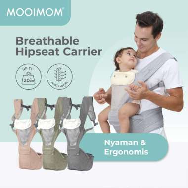 Gendongan Bayi Hipseat Tidak Gerah & Simple - New Breathable Hipseat Carrier MOOIMOM Olive
