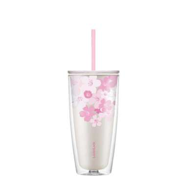 LocknLock - Botol Minum Hap509wht Double Wall Cold Cup Cherry Blossom 750ml White