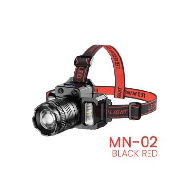 Goto Moon Headlamp Lampu Senter Kepala Camping LED Light Cas Outdoor MN-02 BLACK RED