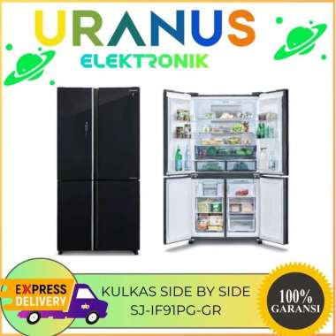 Kulkas Sharp SJ-IF91PG-GR Kulkas SideBySIde4 Pintu Kapasitas 639L