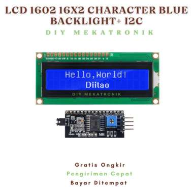 LCD 16x2 Biru SPI I2C For Arduino 1602 Blue Backlight