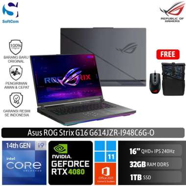 Asus ROG Strix G16 G614JZR I948C6G Laptop Gaming [Core i9 14900HX/32GB/1TB SSD/RTX4080 12GB/16"QHD+/Win 11 Home + OHS 2021]