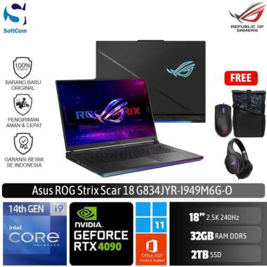 Asus ROG Strix SCAR 18 G834JYR I949M6G Laptop Gaming [Core i9 14900HX/32GB/2TB SSD/RTX4090 16GB/18"2.5K/Win 11 Home + OHS 2021]