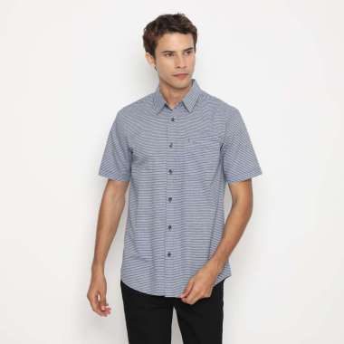 RBJ Kemeja Salur Printing Regular Fit Pria Biru XL