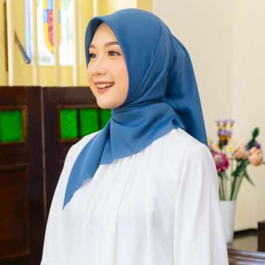 Lozy Hijab - Dya Voal (Hijab Segiempat Voal Polos Lasercut Zigzag) Midnight Blue