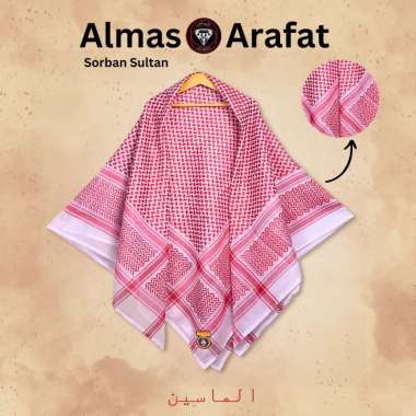sorban dewasa merk almas saudi harga terjangkau kualitas bagus motif polos non rumbai merah