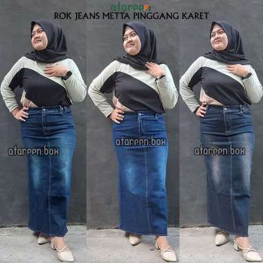 AFAREEN - Rok Jeans Span / Rok Jeans Panjang Wanita / Skrit Jeans Stretch Melar Rok Jeans Jumbo L DE
