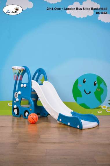 Labeille garansi resmi KC 513 2in1 Slide Otto / London Bus Perosotan Anak + Ring Bola Basket Anak Ot
