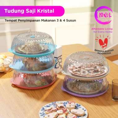 Rak Tudung Saji Pelindung Wadah Tutup Makanan Piring 3 Susun kristal 4 susun Putih