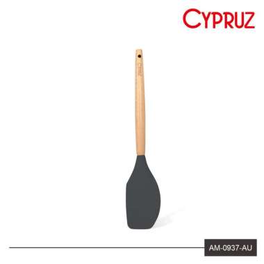 Cypruz Utensil Gg.Kayu Kepala Silicone Abu Spatula Lengkung (ABU-2) 12/96X1