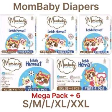 MOMBABY PANTS Ukuran : S54+6, M50+6, L42+6, XL36+6, XXL32+6 MOMBABY S54+6