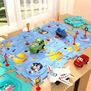 Toy Studio Mainan Puzzle Anak DIY Puzzle Track Car Mobil Elektrik Mainan Puzzle Track SHARK
