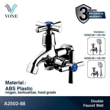 VONE Kran Cabang Double Shower Mandi Bak Air Plastik ABS Chrome A2502-88 A2502-88 + HS-183