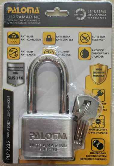 PALOMA PLP 7225 GEMBOK ULTRAMARINE SUS 316 50MM BODY - LONG SHACKLE