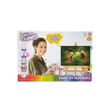 Mainan EMCO Fun With Colors Paint By Numbers Large Cat Air dan Kanvas Macaw