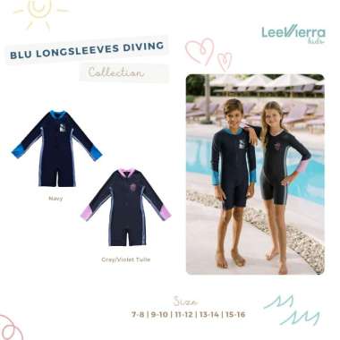 Blu Teens Long Sleeve Diving, Baju Renang Remaja Unisex 9-10 Navy