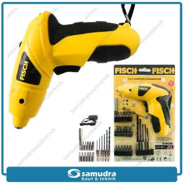 FISCH Cordless Screwdriver Mesin Bor [Baterai] Yellow