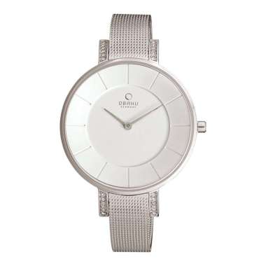 Jam Tangan Wanita Obaku V158LECIMC Lun Steel White Dial Mesh Strap