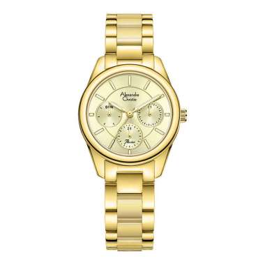 Jam Tangan Wanita Alexandre Christie Passion AC 2A92 BF BGPOR Ladies Gold Dial St Steel Ceramic Stra