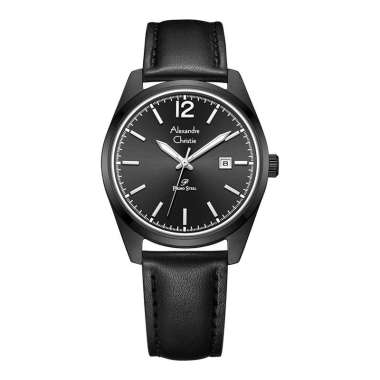 Jam Tangan Wanita Alexandre Christie Primo Steel AC 1012 LD LIPBA Ladies Black Dial Black Leather St