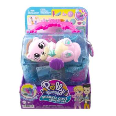 Polly Pocket Sparkle Cove Adventure Island Treasure Chest Playset With 2 Micro Dolls, 4 Animals & Ac