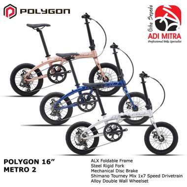 Polygon Metro 2 Sepeda Lipat 7 Speed [16 Inch] Folding Bike Pink