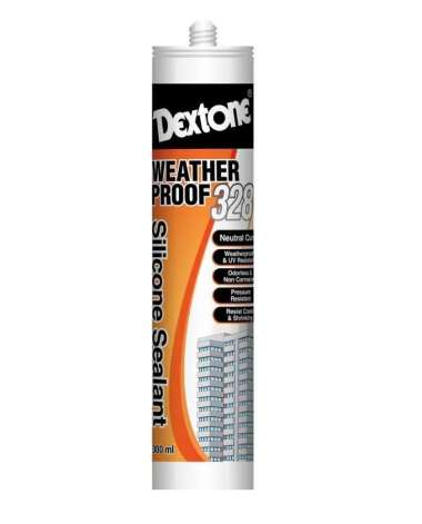 Dextone Lem Kaca Silicone Sealant Weather Proof 328 ( 300 ml ) / lem kaca / lem sealant Black
