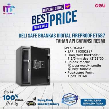 Deli Safe Brankas Digital Fireproof ET587 / Tahan Api Garansi Resmi