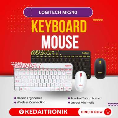Logitech MK240 Nano Wireless Combo Keyboard and Mouse - Black Hitam Hitam